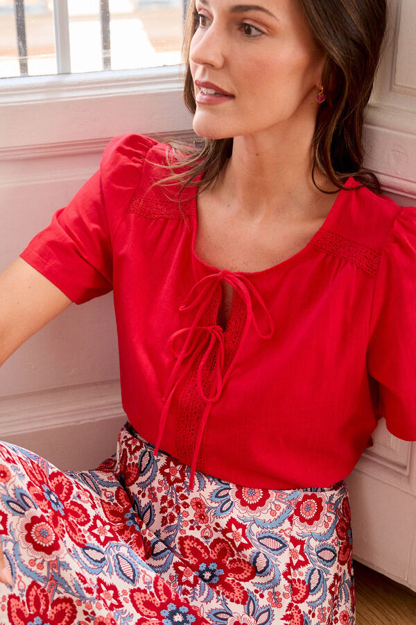 Pol&iacute;n Et Moi Blusa con lazada Fiama Rojo