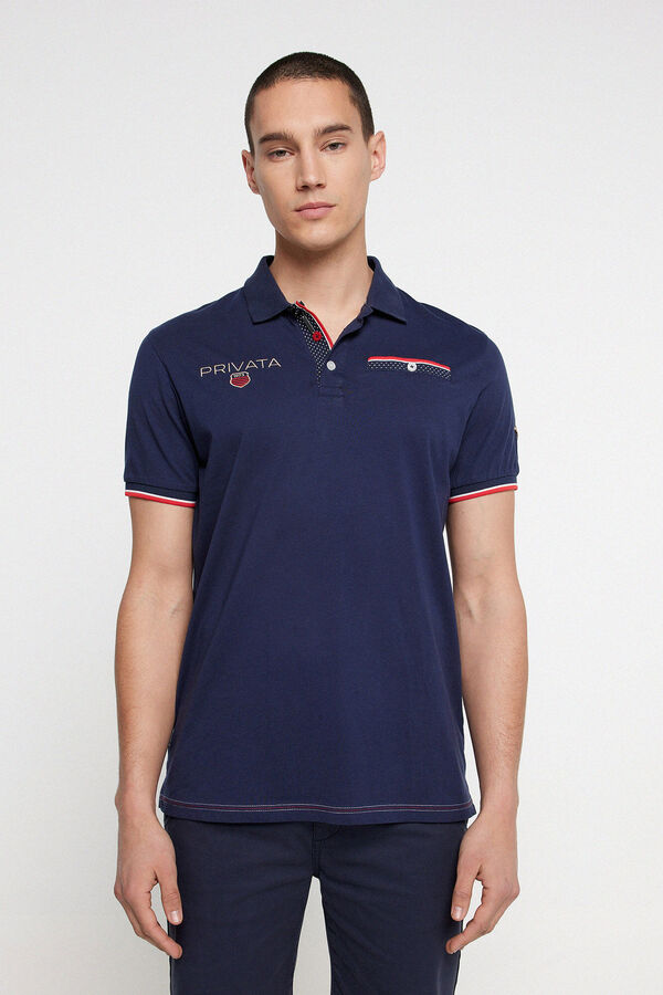 Privata Polo punto liso escudo privata Azul marino