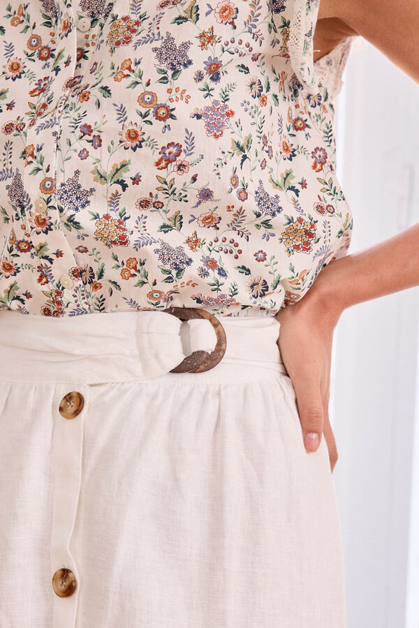 Pol&iacute;n Et Moi Falda de lino Sariela Blanco