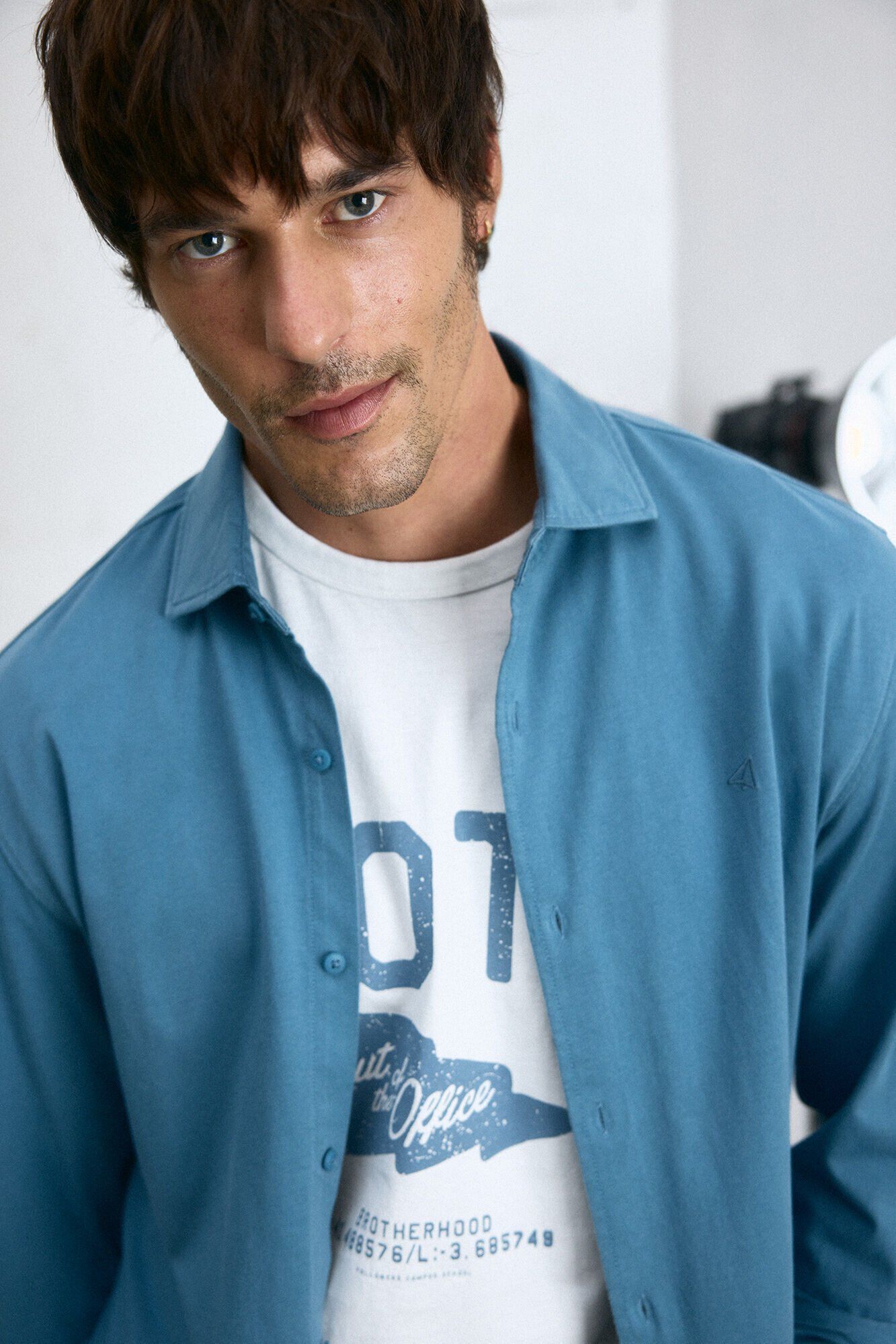 OOTO Camisa lisa de manga comprida