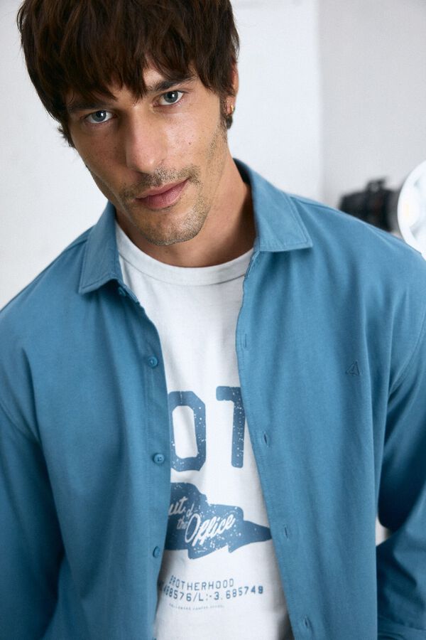 OOTO Camisa lisa de manga comprida Azul