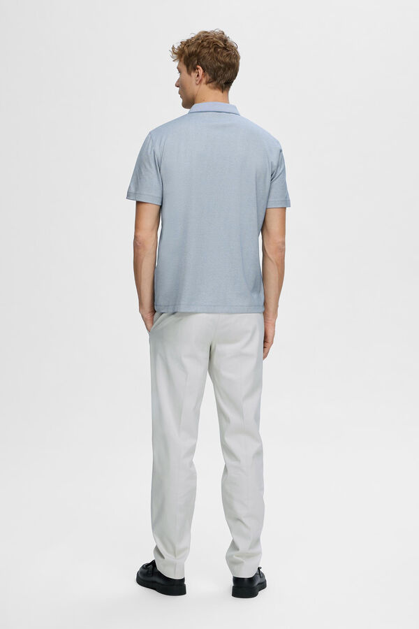 Selected Polo de manga curta confecionado com algodão orgânico Azul