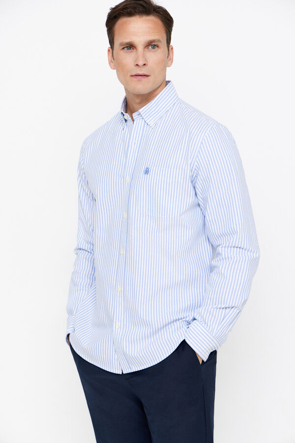 Camisas Aigle Oxford A Rayas Hombre Azules Con Camisa Oxford A