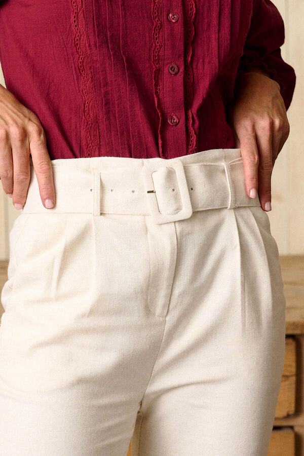 Pol&iacute;n Et Moi Pantal&oacute;n cintur&oacute;n Bianca Beige