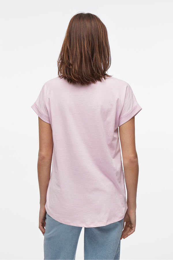 Vila T-shirt manga curta em algod&atilde;o org&acirc;nico Roxo