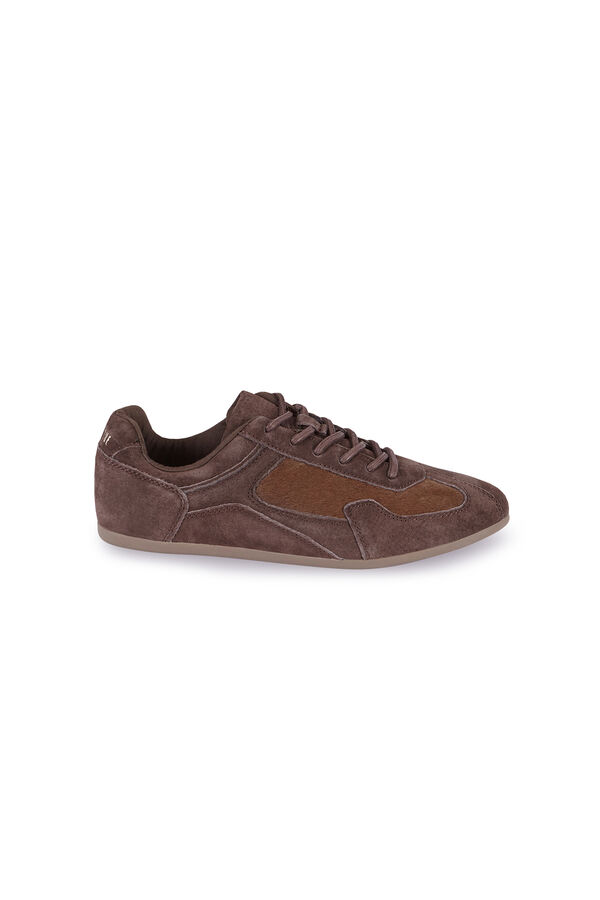 Slowlove Zapatilla serraje y pelo Marr&oacute;n