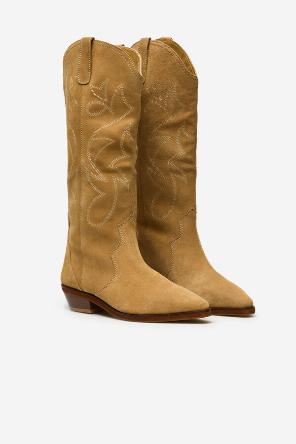 Cortefiel Bota cowboy serraje Beige