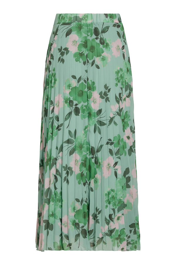 Vila Falda midi plisada estampada Kaki
