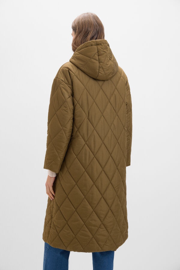 Cortefiel Sobretudo comprido acolchoado com capuz Impress&atilde;o