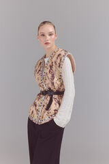 Slowlove Chaleco acolchado con detalles bordados Estampado blanco