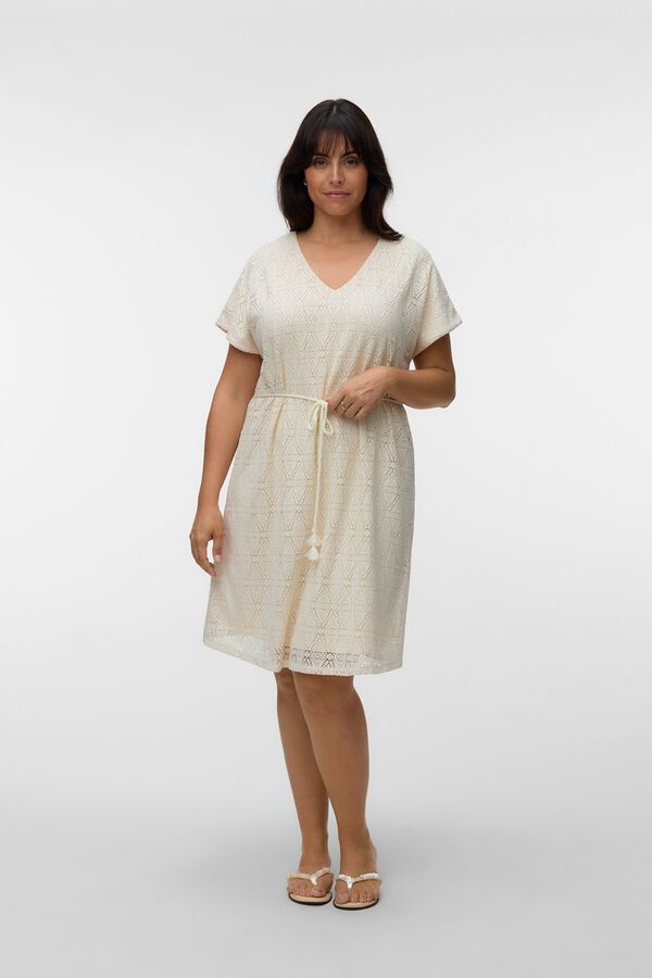 Vero Moda Curve Vestido curto gola em bico tamanho grande Tostado