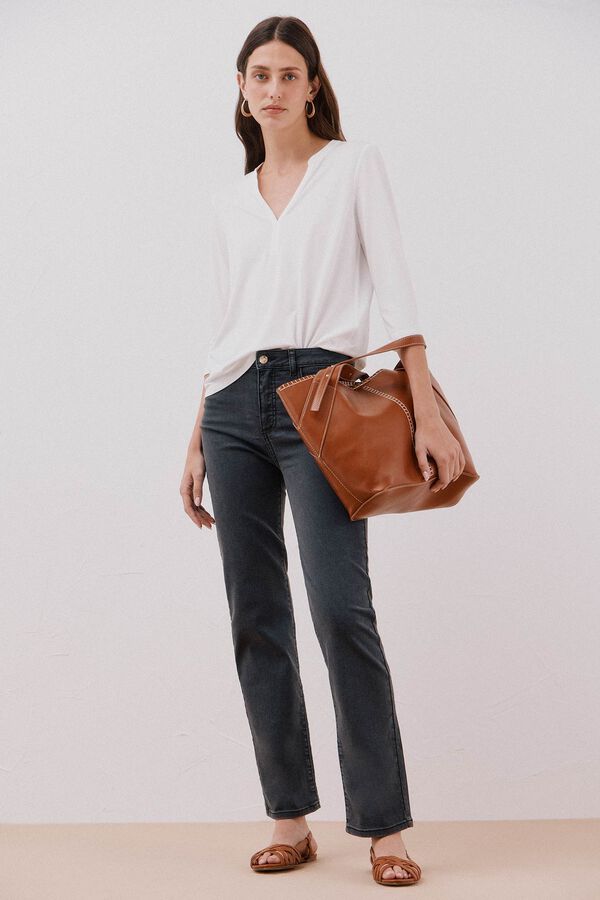 Cortefiel Camiseta b&aacute;sica escote m&atilde;o Blanco