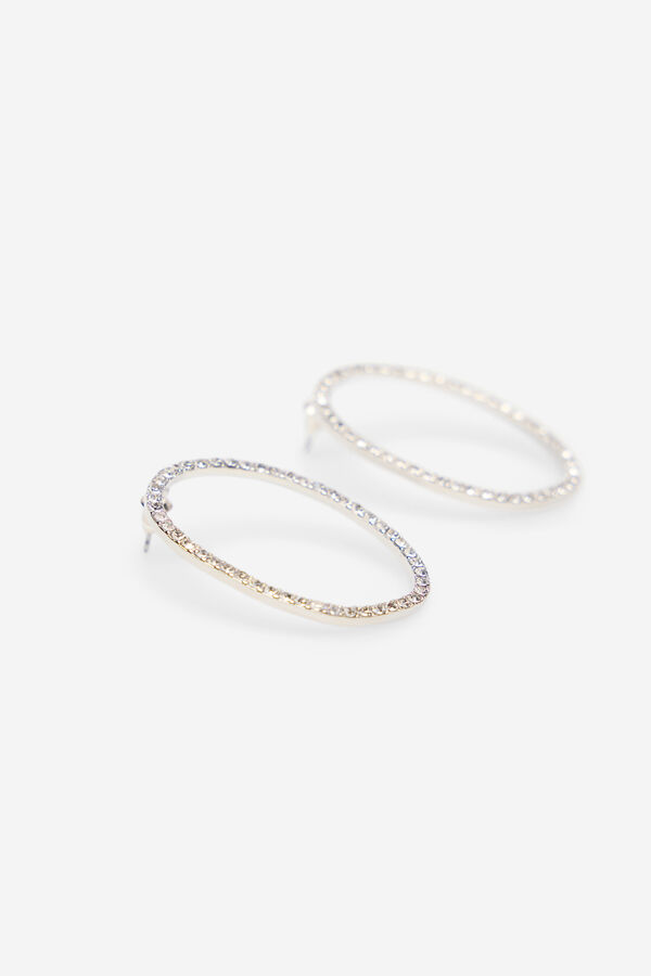 Cortefiel Pendiente aros strass Gris