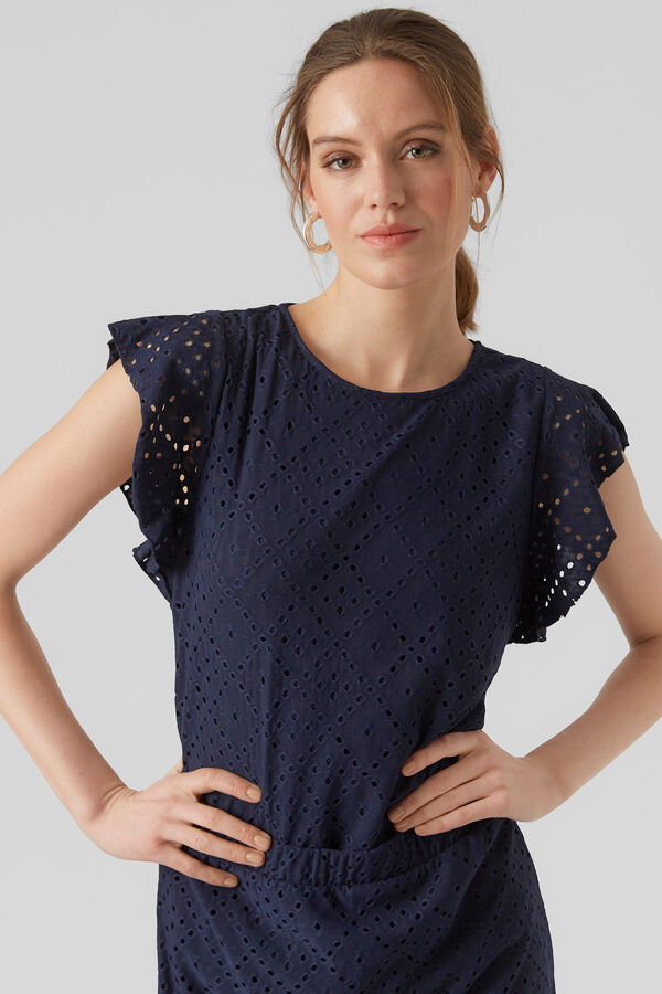 Vero Moda Top vazado com mangas de folhos Azul