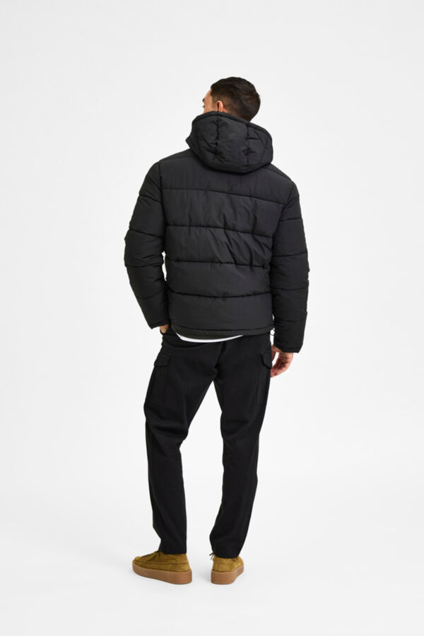 Selected Abrigo acolchado con capucha Negro