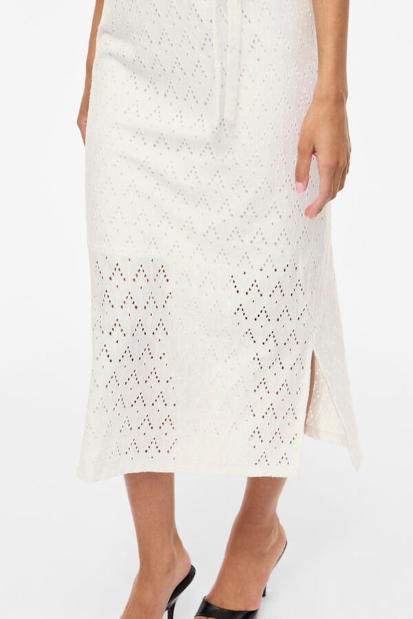 Vila Vestido midi con calados de algod&oacute;n Blanco