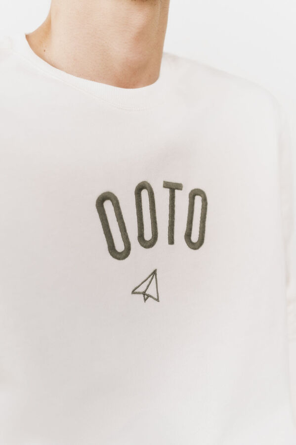 OOTO Sudadera cuello redondo con logo Marfil