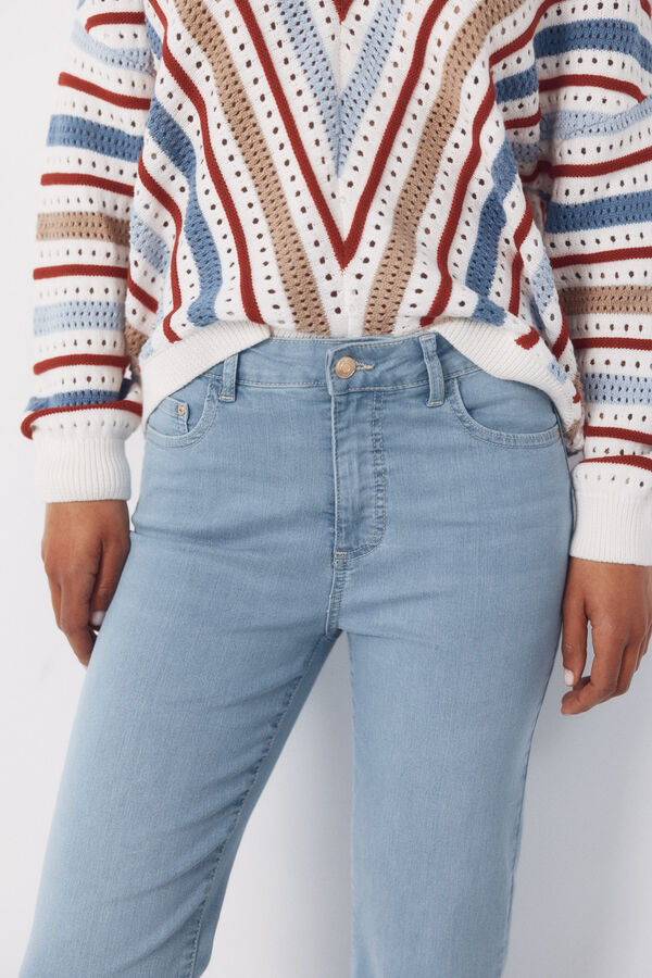 Cortefiel Jeans Sensational Campana Crop Azul
