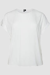 Cortefiel Camisa manga curta e decote redondo curve Branco