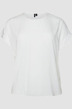 Cortefiel Camisa manga curta e decote redondo curve Branco