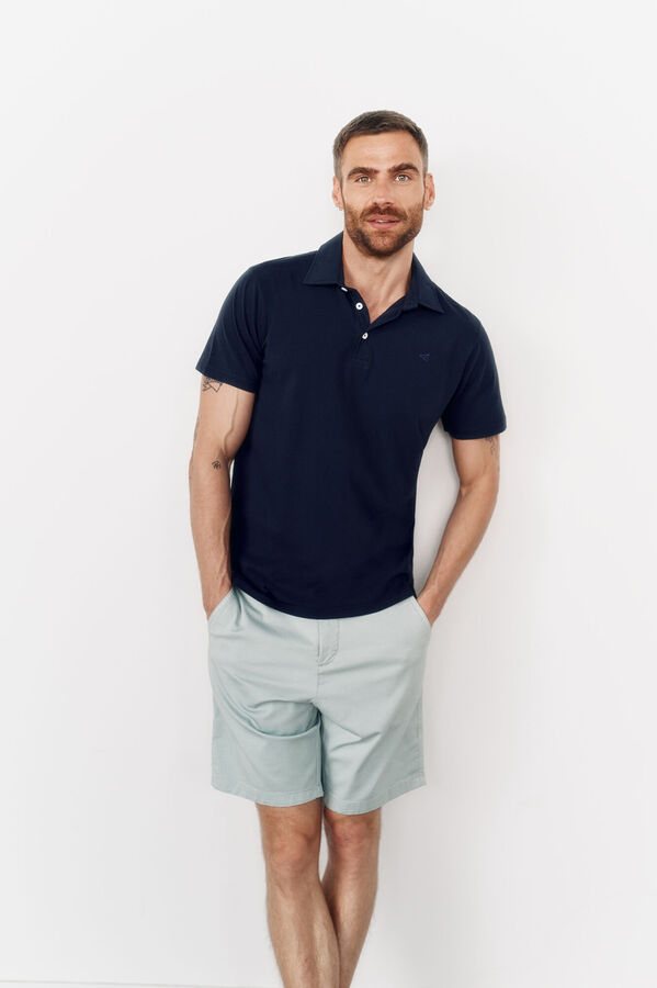 OOTO Polo lavada com bordado de avi&atilde;o Azul