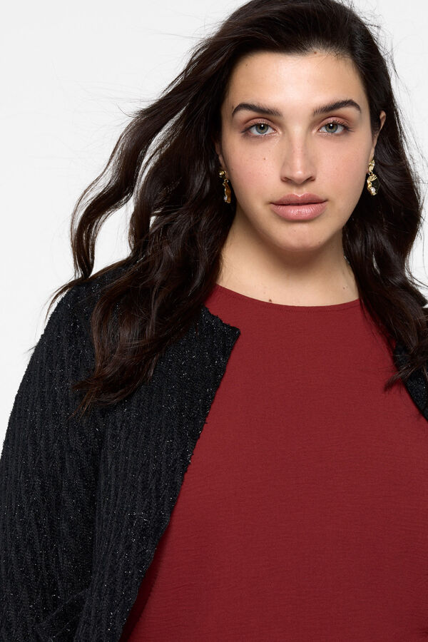 Vero Moda Curve Americana de lurex talla grande Negro