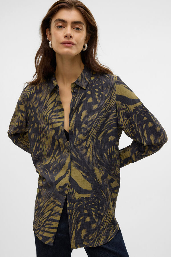 Vero Moda Camisa estampada manga larga Verde oscuro