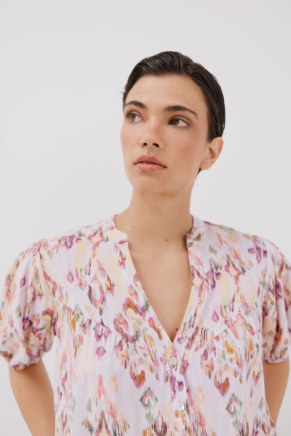 Cortefiel Blusa de manga curta Multicolorido