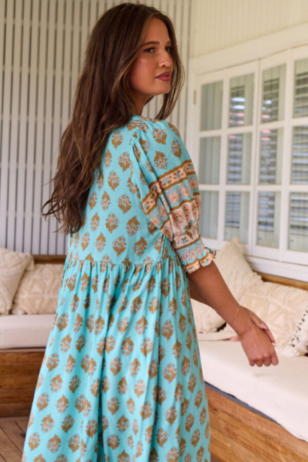Jaase Vestido midi Kora estampado Aquarius Turquesa