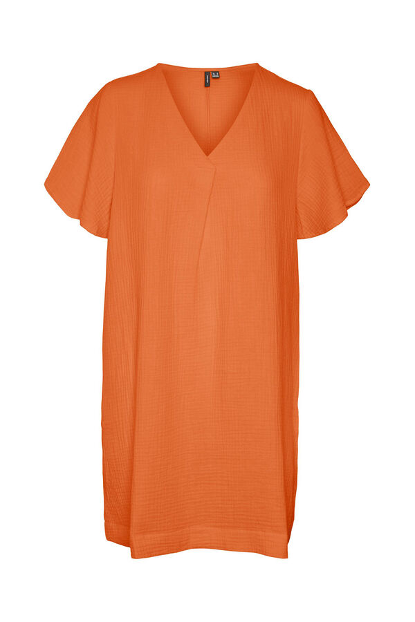 Cortefiel Vestido curto de algodão  Laranja