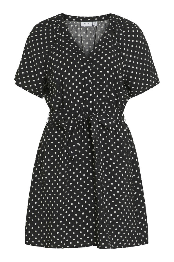 Vila Vestido curto &agrave;s bolinhas de manga curta Preto