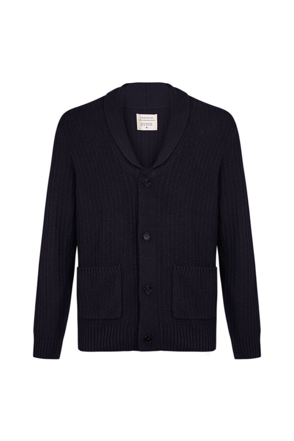 Cortefiel Cardigan con lana estructura cierre botones Azul marino