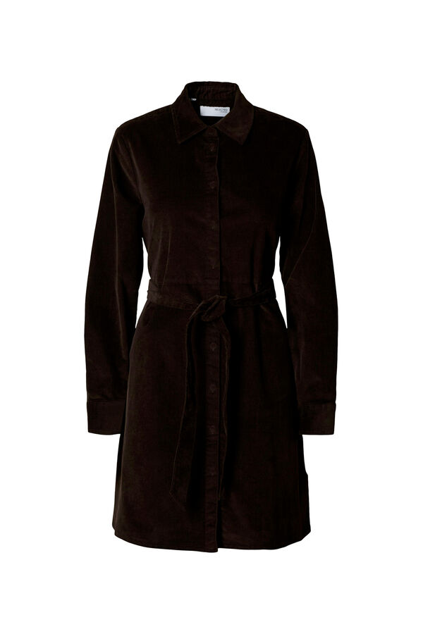 Selected Vestido micropana algod&oacute;n org&aacute;nico Marr&oacute;n oscuro