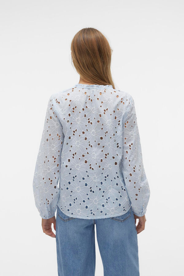 Vero Moda Camisa de algod&oacute;n de manga larga Azul