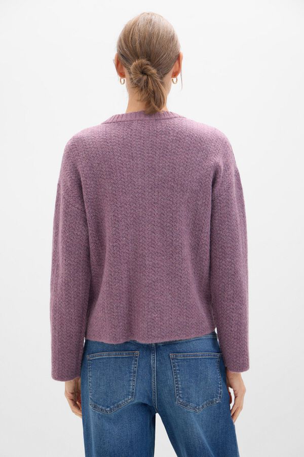 Cortefiel Chaqueta punto bolsillos Morado