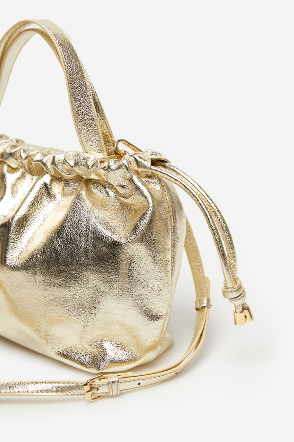 Cortefiel Bolso saco fruncido Dorado