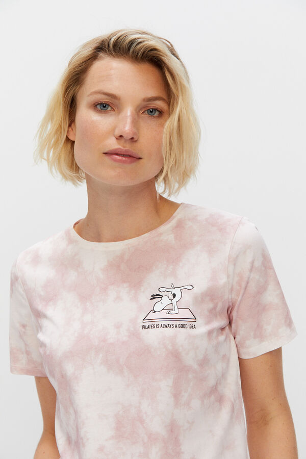 Cortefiel Camiseta Snoopy Rosa