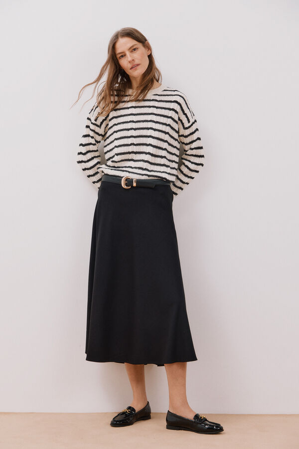 Cortefiel Falda midi capa Negro