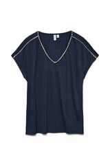 Vero Moda Curve T-shirt b&aacute;sica com gola em bico tamanho grande Azul