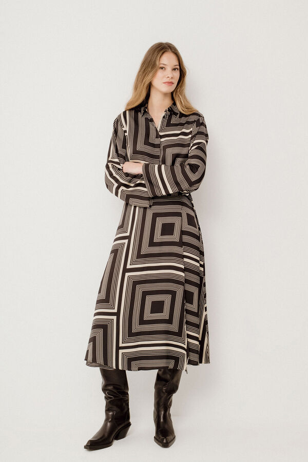 Vila Satin-finish midi skirt Preto