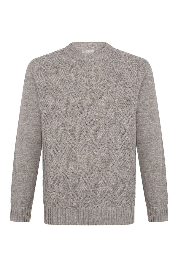 Cortefiel Su&eacute;ter de l&atilde; tran&ccedil;ada com diamantes com gola caixa Tostado