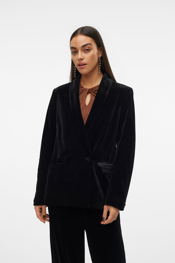 Vero Moda Blazer efecto terciopelo Negro