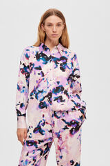 Selected Femme Camisa larga satinada con print confeccionada con Lenzing ECOVERO Lila