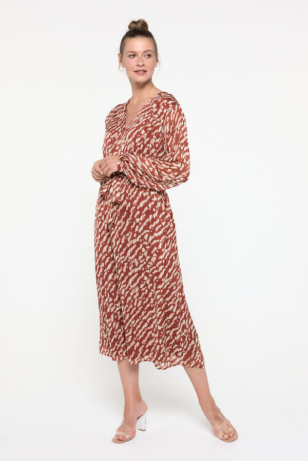 Vero Moda Vestido gasa 7/8 manga larga Marrón oscuro