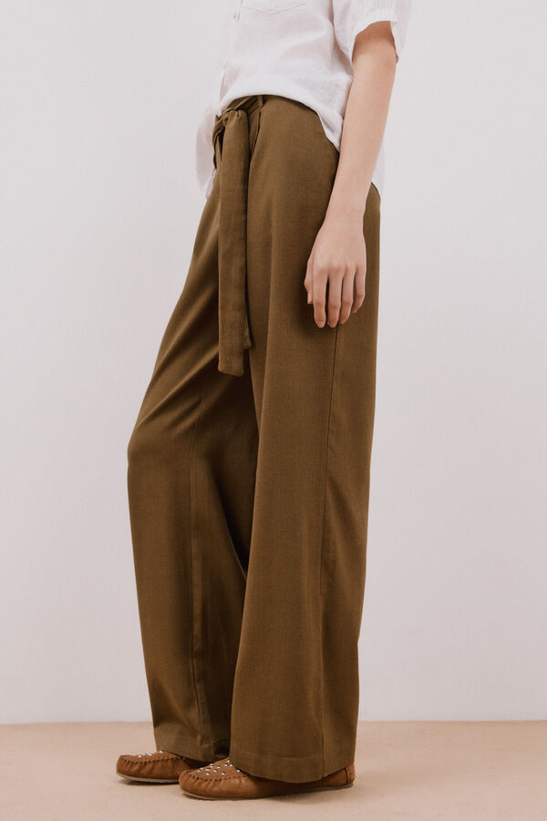 Cortefiel Pantal&oacute;n lino Kaki