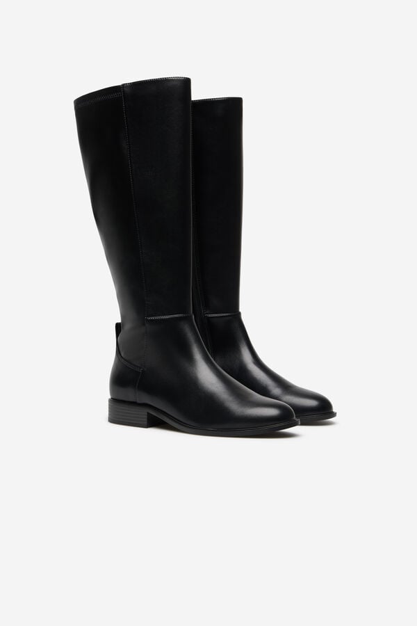 Cortefiel Bota alta el&aacute;stica Negro