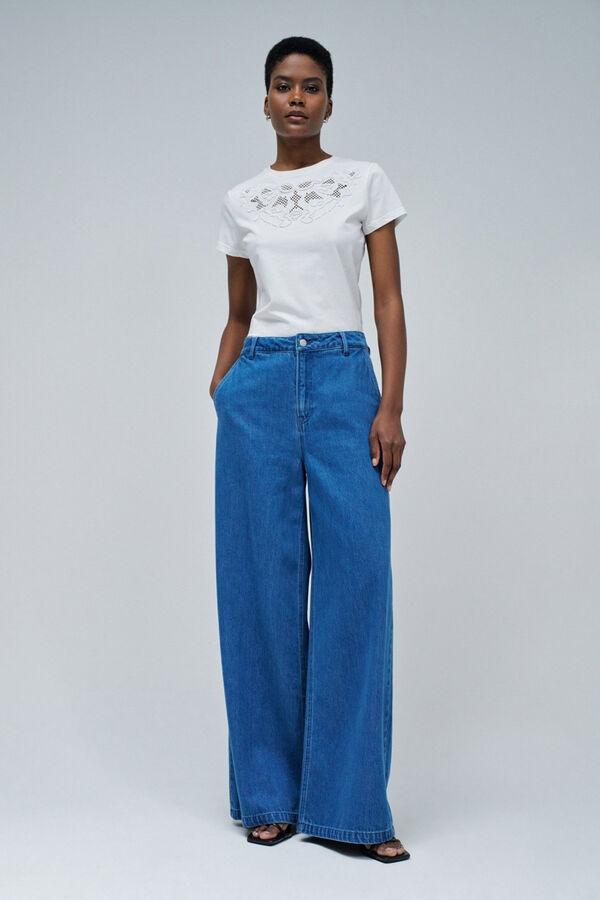 Salsa Jeans Camiseta bordado en el pecho Estampado blanco