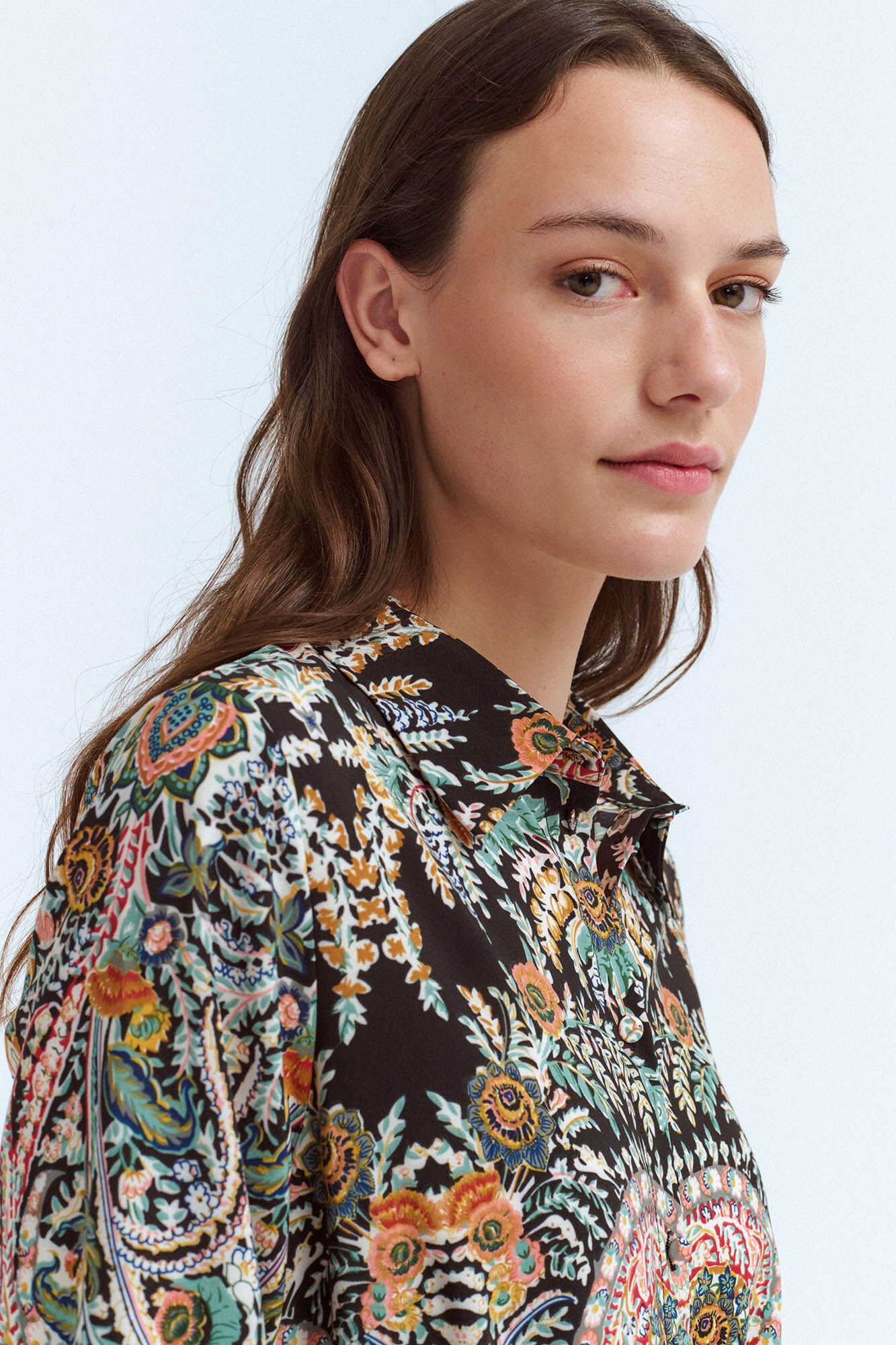 Vila Vestido camisero midi estampado