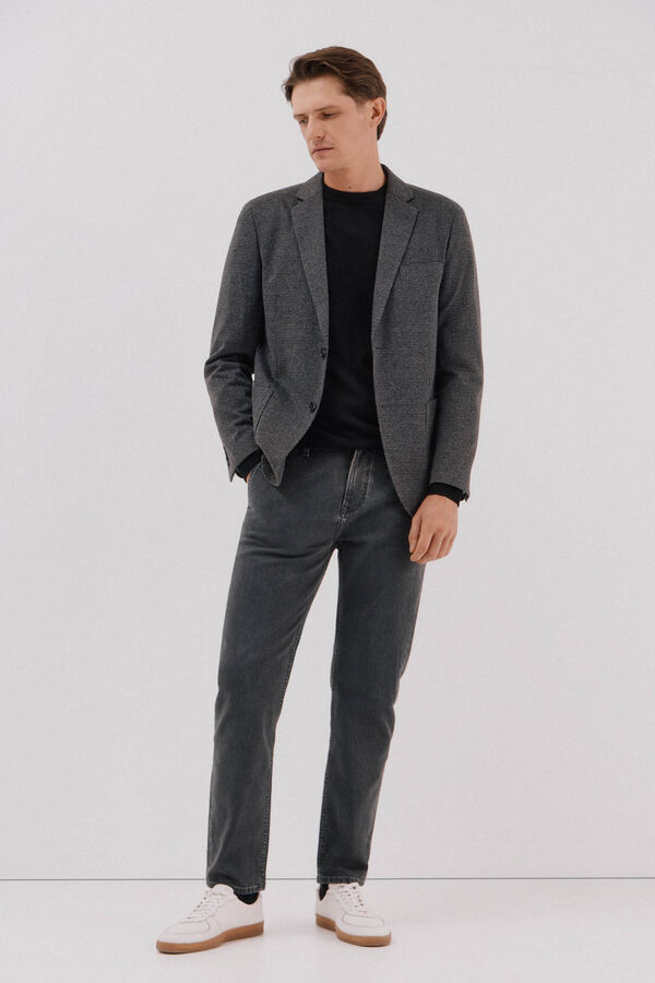 Cortefiel Blazer de malha pied-de-poule Cinzento