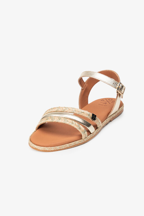 Popa Sand&aacute;lia plana feminina Ancon Cuerlam Dourado
